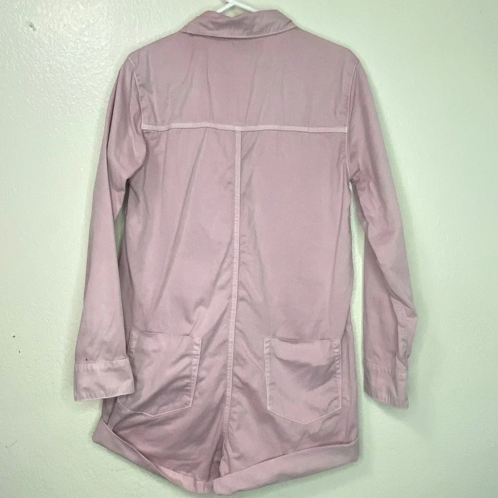 One Teaspoon Prophecy Romper Pink Cotton Utility Button Front Womens Size Small - Picture 11 of 12